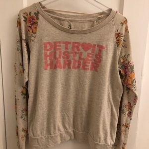 Detroit Hustles Harder Floral Long Sleeve Tee